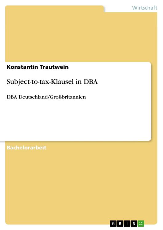 Produktbild: Subject-to-tax-Klausel in DBA