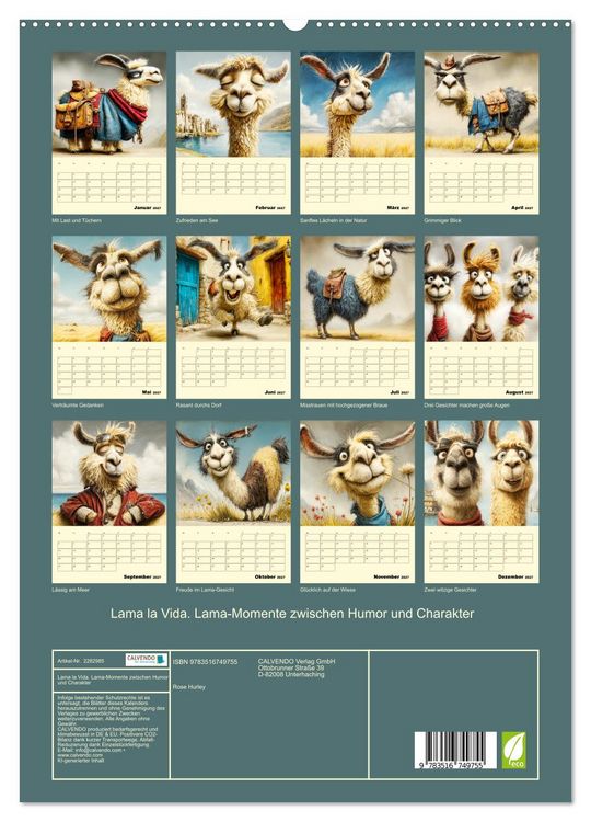 Produktbild: Lama la Vida. Lama-Momente zwischen Humor und Charakter (hochwertiger Premium Wandkalender 2027 DIN A2 hoch), Kunstdruck in Hochglanz