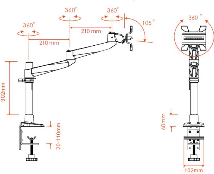 Produktbild: SpeaKa Professional Monitor-Tischhalterung SP-1624924 SuperSwivel for Apple 1 Display(s) 25,4cm (10") - 76,2cm (30")