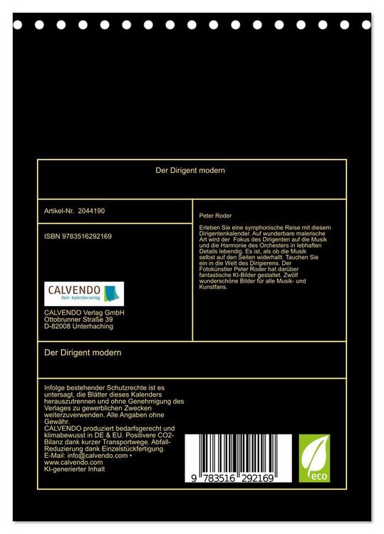 Produktbild: Der Dirigent modern (Tischkalender 2026 DIN A5 hoch), CALVENDO Monatskalender