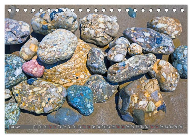 Produktbild: Konglomerate bunte Steine und W&auml;nde am Meer (Tischkalender 2026 DIN A5 quer), CALVENDO Monatskalender
