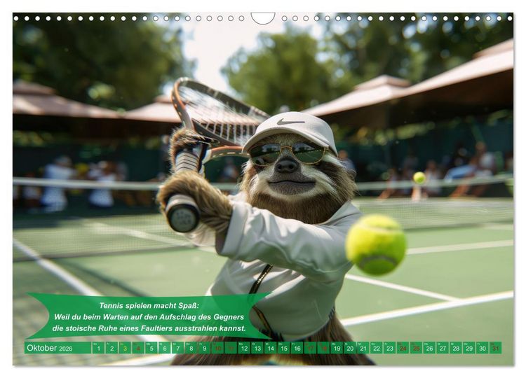 Produktbild: Der tierisch lustige Tennis-Kalender (Wandkalender 2026 DIN A3 quer), CALVENDO Monatskalender