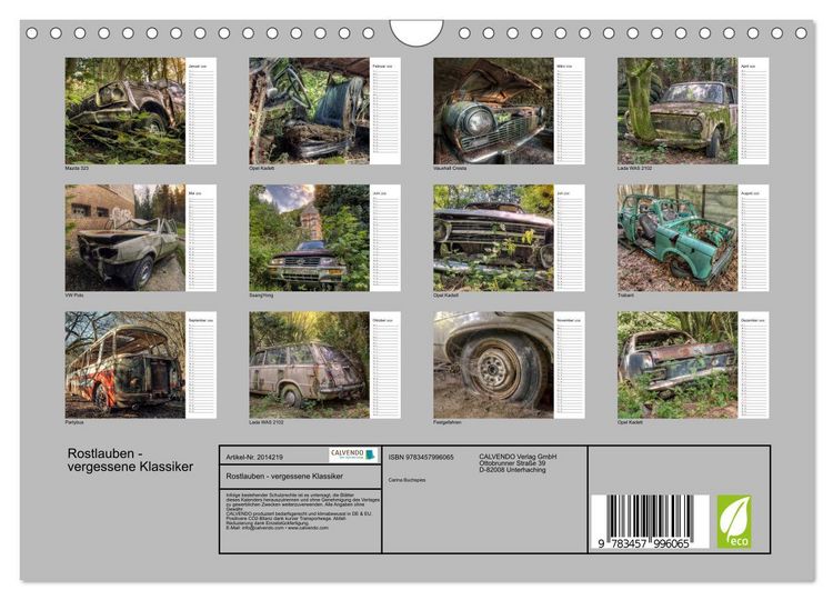 Produktbild: Rostlauben - vergessene Klassiker (Wandkalender 2026 DIN A4 quer), CALVENDO Monatskalender