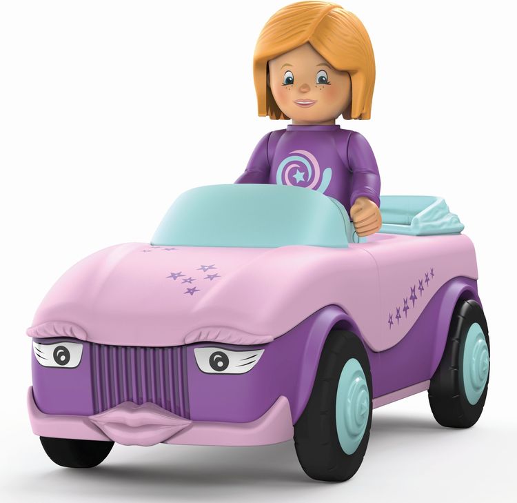 Produktbild: SIKU 0102 - Toddys, Betty Blinky, Spielzeugauto mit R&uuml;ckziehmotor und Spielfigur, rosa/lila