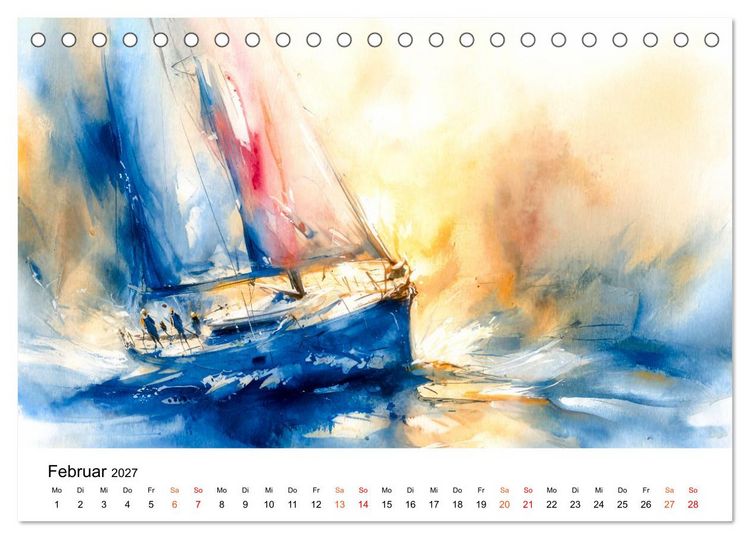 Produktbild: Segeln - Wind Eleganz (Tischkalender 2027 DIN A5 quer), CALVENDO Monatskalender