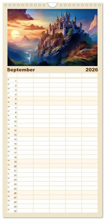 Produktbild: Familienplaner 2026 - Landschaft romantisch gesehen mit 5 Spalten (Wandkalender, 21 x 45 cm) CALVENDO