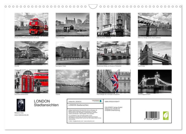 Produktbild: LONDON Stadtansichten (Wandkalender 2026 DIN A3 quer), CALVENDO Monatskalender