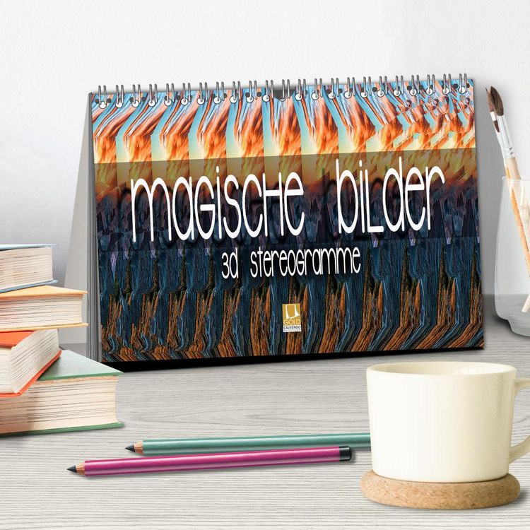 Produktbild: Magische Bilder - 3D Stereogramme (Tischkalender 2026 DIN A5 quer), CALVENDO Monatskalender