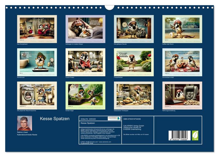 Produktbild: Kesse Spatzen (Wandkalender 2027 DIN A3 quer), CALVENDO Monatskalender
