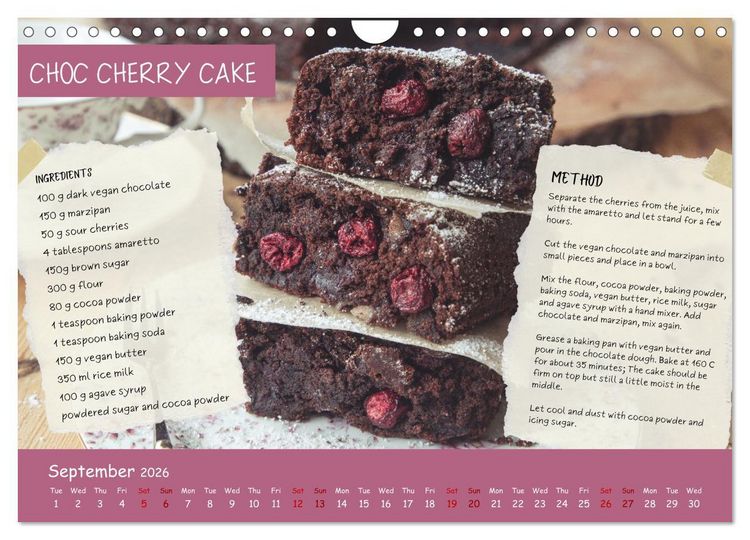 Produktbild: indulge plant-based - irresistibly delicious, vegan recipes for the year (Wall Calendar 2026 DIN A4 landscape), CALVENDO 12 Month Wall Calendar