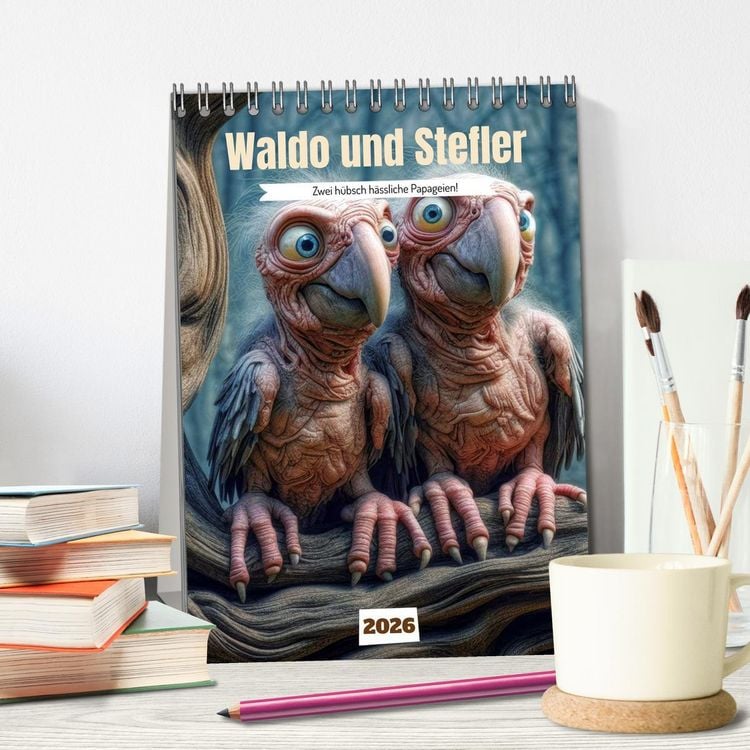 Produktbild: Waldo und Stefler (Tischkalender 2026 DIN A5 hoch), CALVENDO Monatskalender