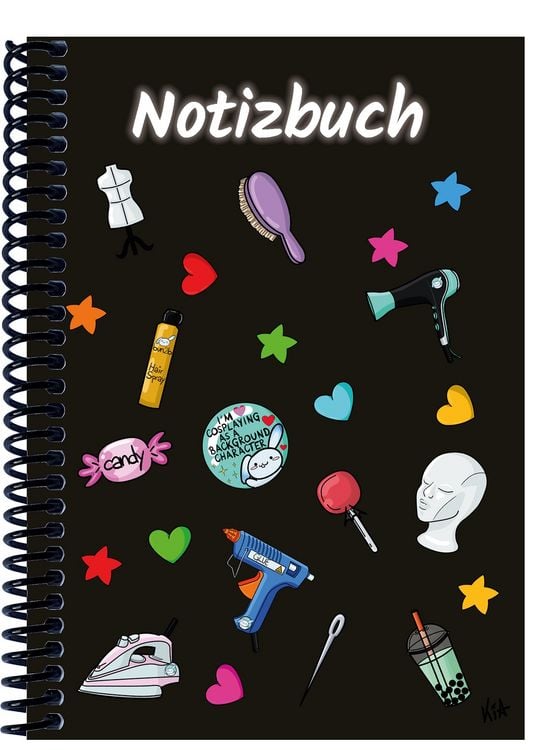 Produktbild: A 4 Notizbuch Manga Items, schwarz, blanko
