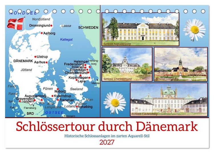 Produktbild: Schl&ouml;ssertour durch D&auml;nemark (Tischkalender 2027 DIN A5 quer), CALVENDO Monatskalender