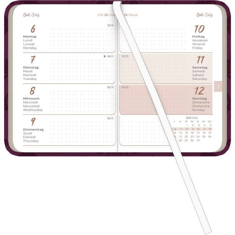 Produktbild: Lady Journal Mini Deluxe Purple 2026 - Taschen-Kalender 8x11,5 cm - Tucson Einband - mit Motivprägung - Weekly - 144 Seiten - Alpha Edition
