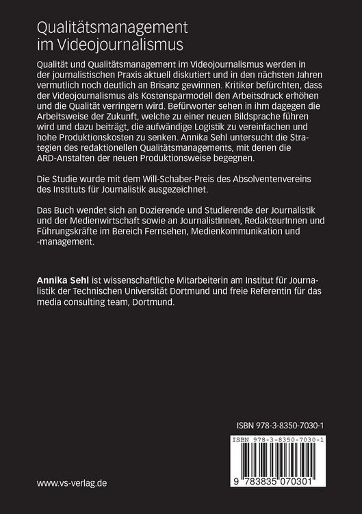 Produktbild: Qualit&auml;tsmanagement im Videojournalismus