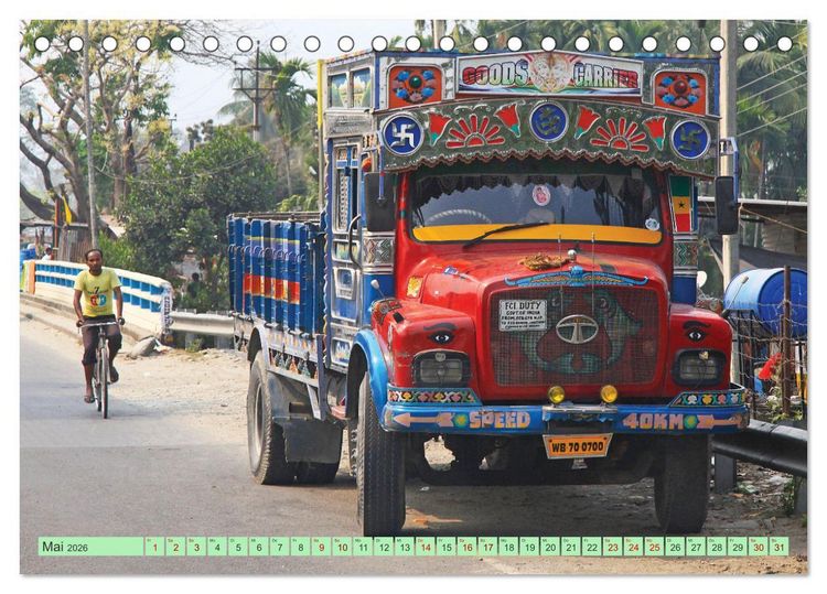 Produktbild: Indien Farbenfrohe LKW (Tischkalender 2026 DIN A5 quer), CALVENDO Monatskalender