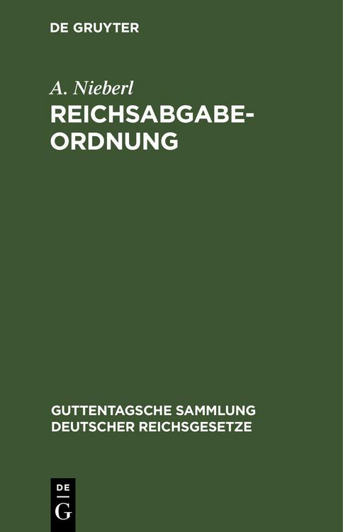 Produktbild: Reichsabgabeordnung