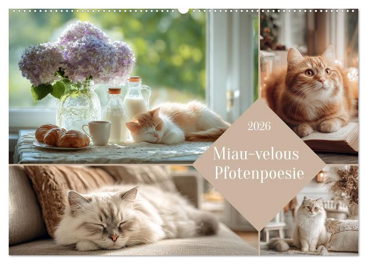 Produktbild: Miau-velous Pfotenpoesie (Wandkalender 2026 DIN A2 quer), CALVENDO Monatskalender