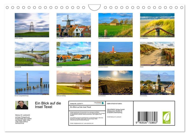 Produktbild: Ein Blick auf die Insel Texel (Wandkalender 2026 DIN A4 quer), CALVENDO Monatskalender