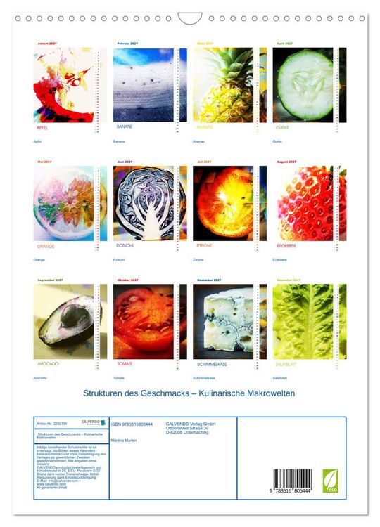 Produktbild: Strukturen des Geschmacks &ndash; Kulinarische Makrowelten (Wandkalender 2027 DIN A3 hoch), CALVENDO Monatskalender
