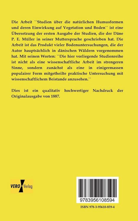 Produktbild: Studien &uuml;ber die nat&uuml;rlichen Humusformen und deren Einwirkung auf Vegetation und Boden