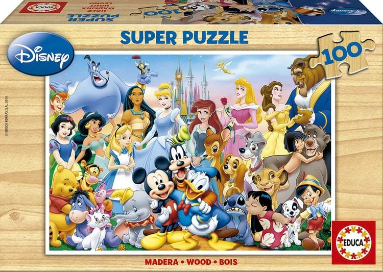 Produktbild: Puzzle Educa Disney Welt 100 Teile Holzpuzzle