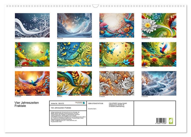 Produktbild: Vier Jahreszeiten Fraktale (Wandkalender 2026 DIN A2 quer), CALVENDO Monatskalender