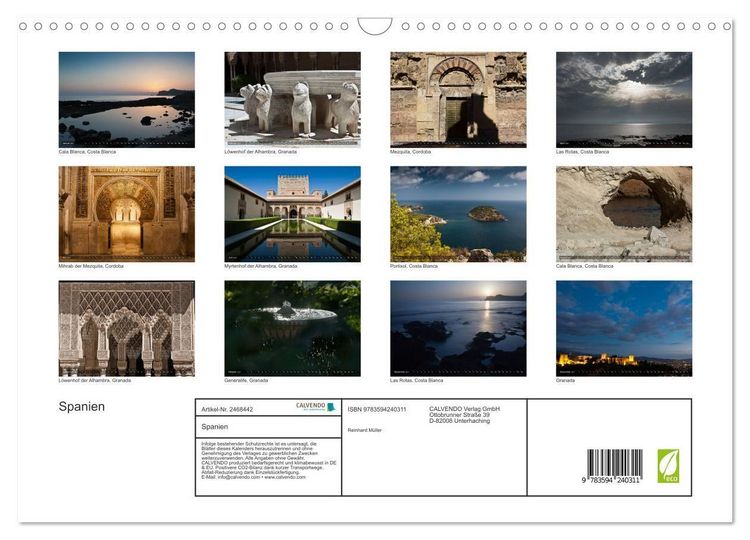 Produktbild: Spanien (Wandkalender 2027 DIN A3 quer), CALVENDO Monatskalender