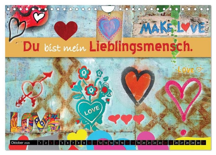 Produktbild: Herzig Liebesbotschaften (Wandkalender 2026 DIN A4 quer), CALVENDO Monatskalender