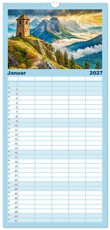 Produktbild: Familienplaner 2027 - Pl&auml;tze zum Tr&auml;umen mit 5 Spalten (Wandkalender, 21 x 45 cm) CALVENDO