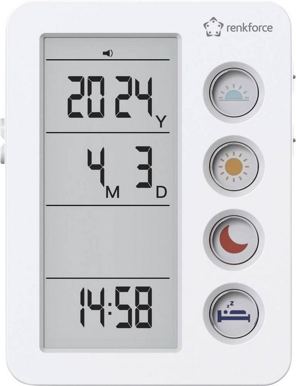 Produktbild: Renkforce RF-4883628 Wecker Wei&szlig; Medikamenten-Erinnerung