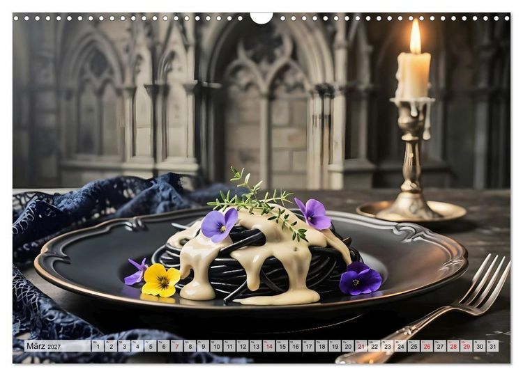 Produktbild: Schattenbankett - Gothic Fine Dining &ndash; 12 Men&uuml;s in dunkler Eleganz (Wandkalender 2027 DIN A3 quer), CALVENDO Monatskalender