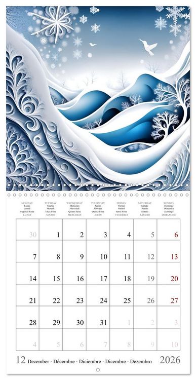 Produktbild: Quatre saisons - Fractales (Calendrier mural carr&eacute; 2026 30x30 cm) Calendrier double avec une page pour vos prises de notes