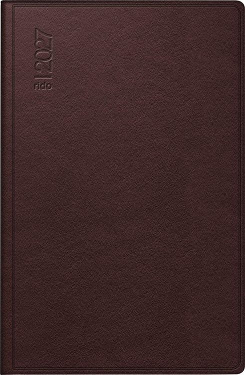 Produktbild: rido/id&eacute; 7016168277 Taschenkalender Mod. partner/Industrie I 2027 A7, Leder, dunkelrot