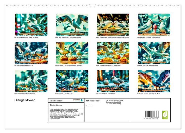 Produktbild: Gierige M&ouml;wen (hochwertiger Premium Wandkalender 2027 DIN A2 quer), Kunstdruck in Hochglanz