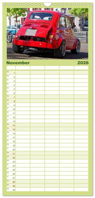 Produktbild: Familienplaner 2026 - Cinquecento Der kleine Italiener - 60 Jahre zeitloses Kultobjekt mit 5 Spalten (Wandkalender, 21 x 45 cm) CALVENDO