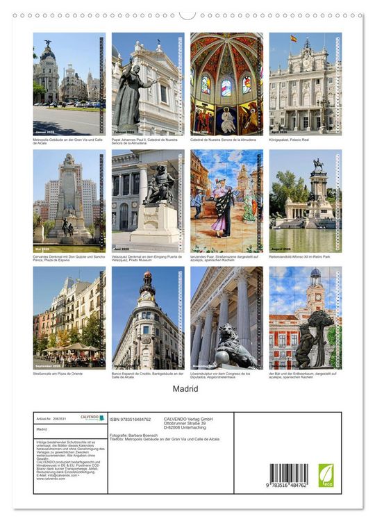 Produktbild: Madrid (hochwertiger Premium Wandkalender 2026 DIN A2 hoch), Kunstdruck in Hochglanz