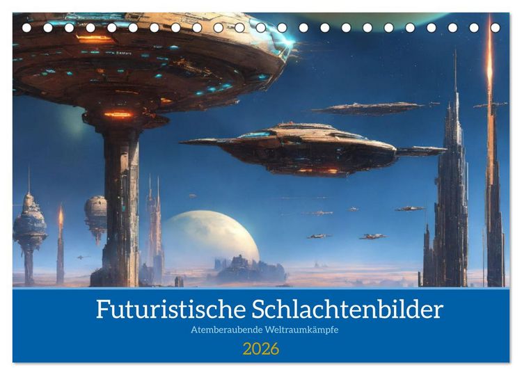 Produktbild: Futuristische Weltraumschlachten (Tischkalender 2026 DIN A5 quer), CALVENDO Monatskalender