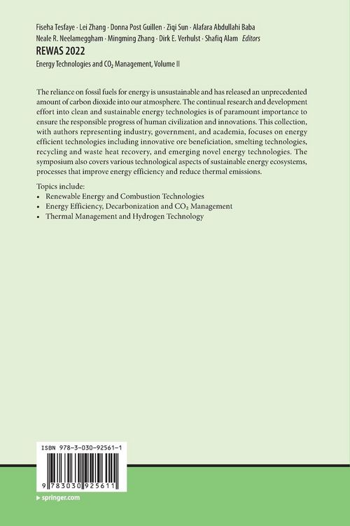 Produktbild: REWAS 2022: Energy Technologies and CO2 Management (Volume II)