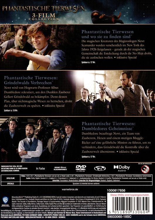 Produktbild: Phantastische Tierwesen 3-Film Collection [3 DVDs]