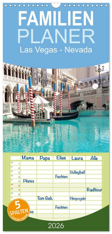 Produktbild: Familienplaner 2026 - Las Vegas - Nevada mit 5 Spalten (Wandkalender, 21 x 45 cm) CALVENDO