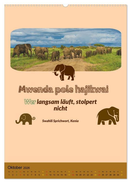 Produktbild: Kenia..mit einem Hauch Poesie - Weisheiten und Zitate (Wandkalender 2026 DIN A2 hoch), CALVENDO Monatskalender