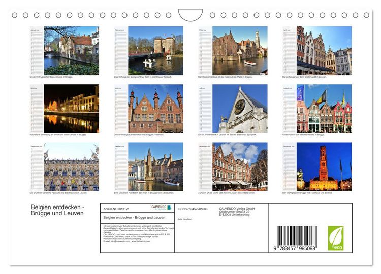 Produktbild: Belgien entdecken - Br&uuml;gge und Leuven (Wandkalender 2026 DIN A4 quer), CALVENDO Monatskalender