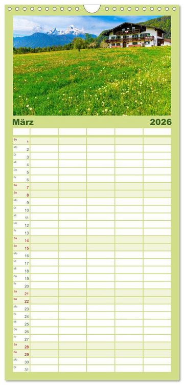 Produktbild: Familienplaner 2026 - Urlaub im Berchtesgadener Land mit 5 Spalten (Wandkalender, 21 x 45 cm) CALVENDO
