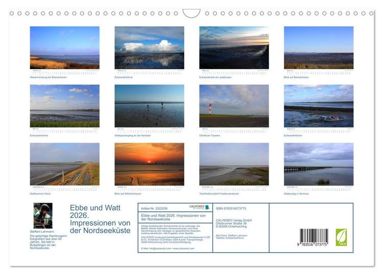 Produktbild: Ebbe und Watt 2026. Impressionen von der Nordseek&uuml;ste (Wandkalender 2026 DIN A3 quer), CALVENDO Monatskalender