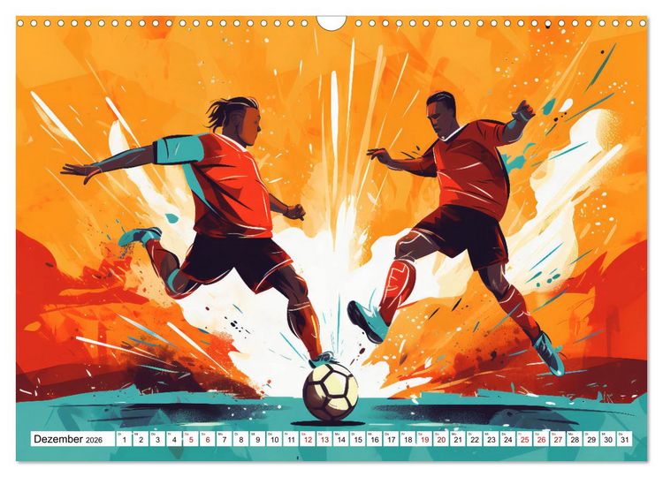 Produktbild: Magie des Fussballs - Illustrierte Emotionen auf dem Rasen (Wandkalender 2026 DIN A3 quer), CALVENDO Monatskalender