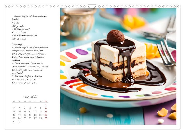 Produktbild: Naschkatzentr&auml;ume - S&uuml;ndhaft leckere Desserts mit einfachen Rezepten (Wandkalender 2026 DIN A3 quer), CALVENDO Monatskalender