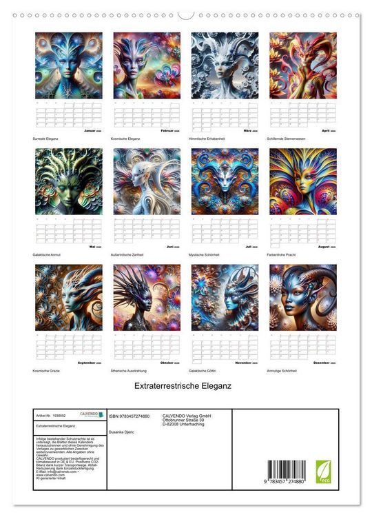 Produktbild: Extraterrestrische Eleganz (hochwertiger Premium Wandkalender 2026 DIN A2 hoch), Kunstdruck in Hochglanz