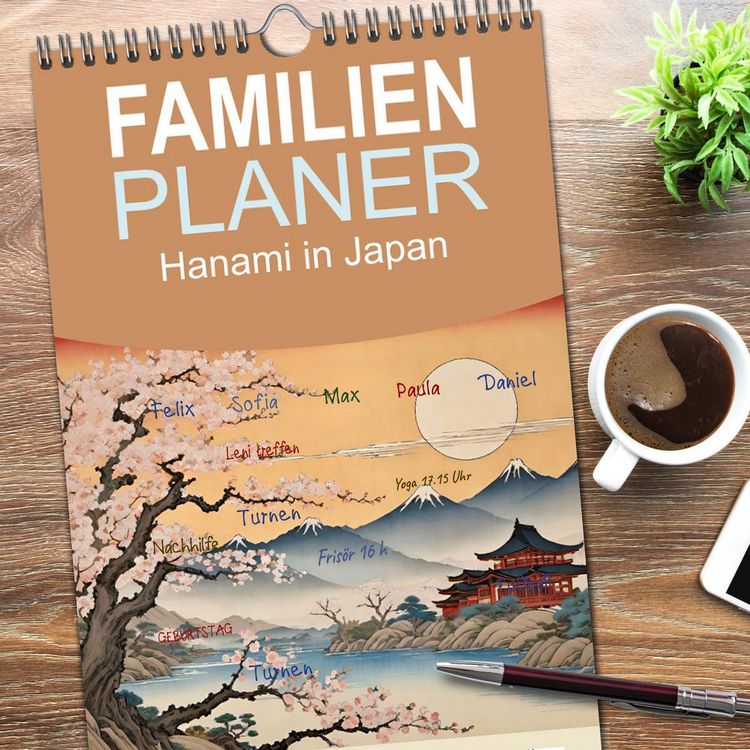 Produktbild: Familienplaner 2026 - Hanami in Japan mit 5 Spalten (Wandkalender, 21 x 45 cm) CALVENDO