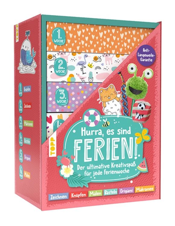 Produktbild: Die Ferien-Bastelbox: Hurra, es sind Ferien! Der ultimative Kreativspaß für jede Ferienwoche